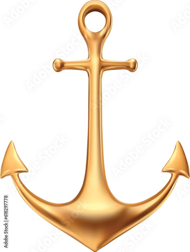 Golden anchor on a white background. Vector EPS-10