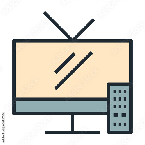 Smart TV and remote icon in color, isolated on white background.digital tv icon symbol template for graphic and web design collection logo vector illustration