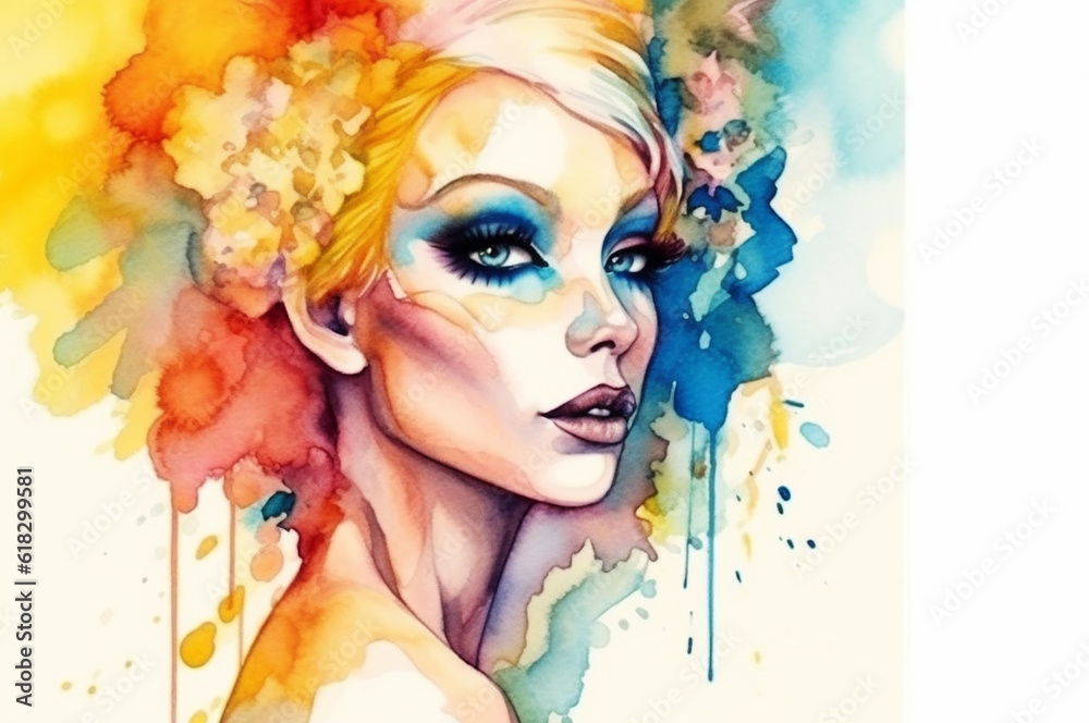drag queen in watercolor