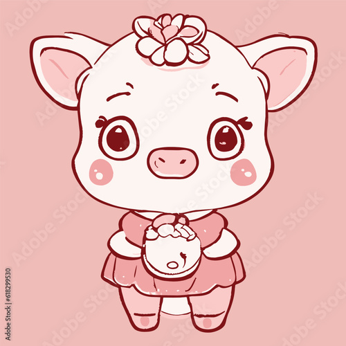 Cow vector illustration for children, nice animal, eps 10