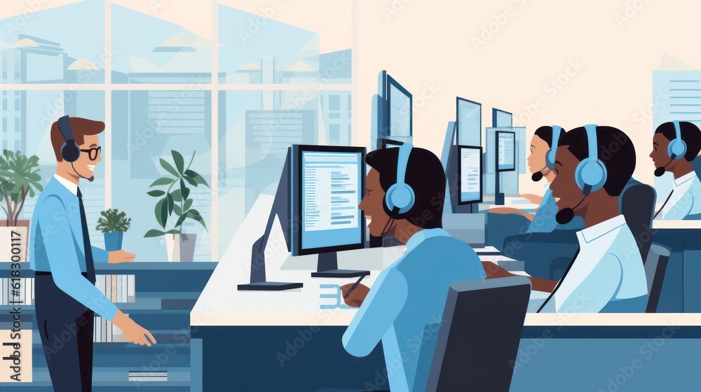 Illustrate a help desk scenario with IT professionals assisting users, troubleshooting technical issues, and providing support Illustrate a help desk scenario with IT professionals assisting users, troubleshooting technical issues, and providing support