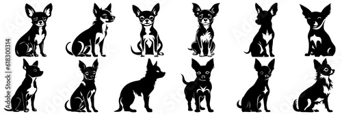 Dog silhouettes set, large pack of vector silhouette design, isolated white background