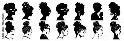 Woman silhouettes set, large pack of vector silhouette design, isolated white background