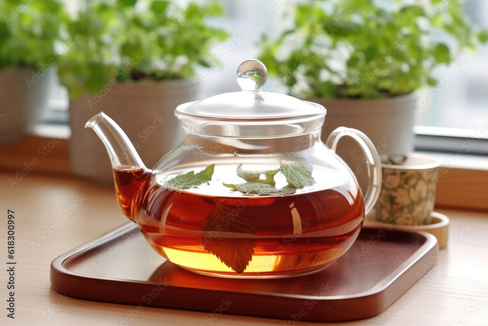 tea pot with a glass of tea AI Generated tea pot with a glass of tea AI Generated