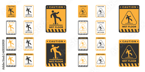 Wet floor icon vector design, signboard caution icon wet or slippery floor