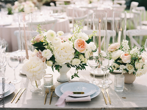wedding table setting with flowers photo