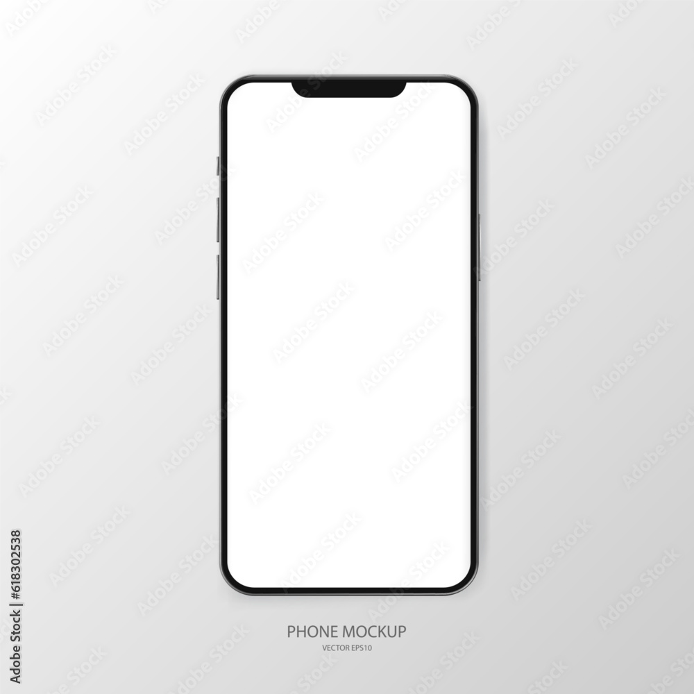 Vector mobile phone mockup. Realistic smartphone. Device mockup template for presentation. Cellphone frame with blank screen Vector mobile phone mockup. Realistic smartphone. Device mockup template for presentation. Cellphone frame with blank screen