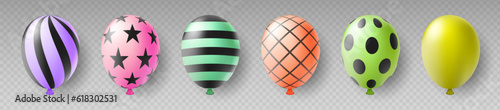 Vector balloon set. Realistic colorful 3d helium balloons for anniversary, birthday greeting cards EPS10