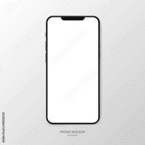 Vector mobile phone mockup. Realistic smartphone. Device mockup template for presentation. Cellphone frame with blank screen