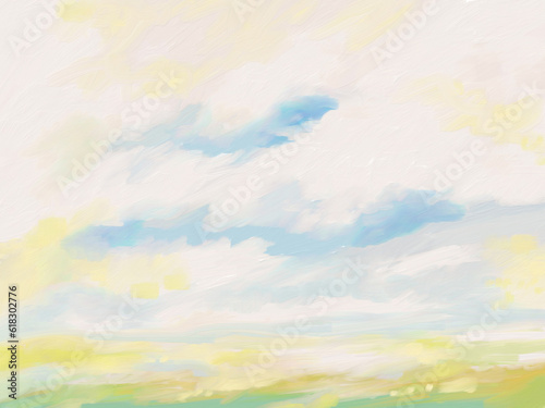 Impressionistic  Soft Pastel Cloudscape  Landscape  Seascape - Digital Painting  Illustration  Design  Art  Artwork  Background  Backdrop  or Wallpaper