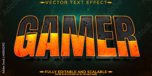 Gamer fire text effect, editable esport and lava text style