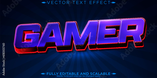 Gamer text effect, editable esport and neon text style