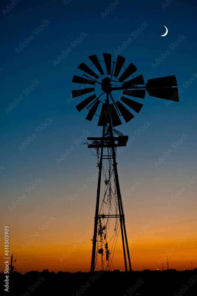 windmill at sunset