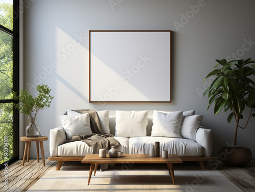 Wall Art in living room, Wall art mockup, Art wall in modern living room, dressable art wall mockup
