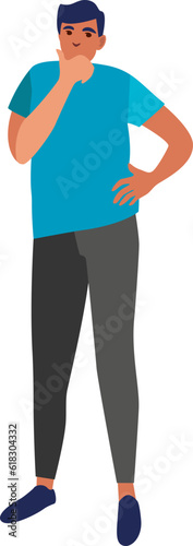 Man posing. Young Man Full Length Wearing Casual Clothes. Vector illustration in Flat style