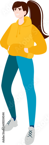 Woman posing. Young Woman Full Length Wearing Casual Clothes. Vector illustration in Flat style