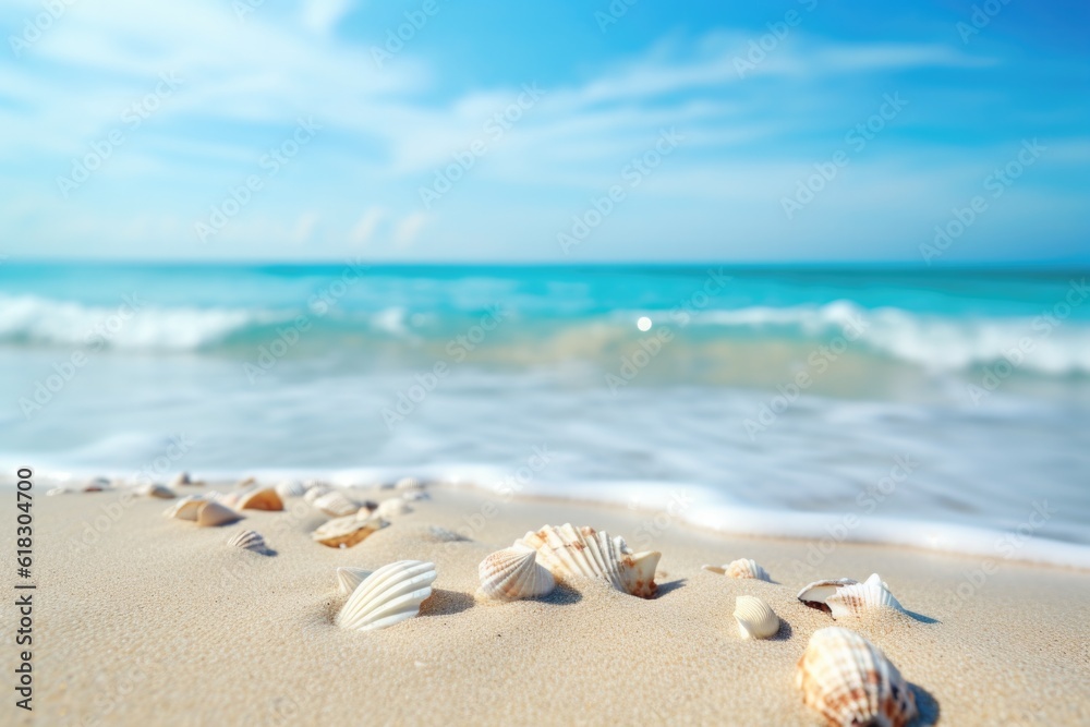 seashells in the sand on the beach, turquoise beach, beach sand and sky seashells in the sand on the beach, turquoise beach, beach sand and sky