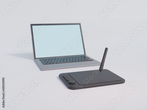 ノートパソコンとペンタブレット