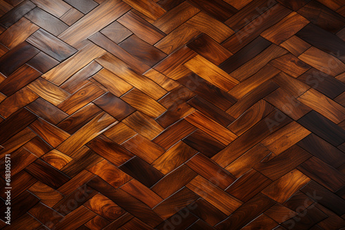 Rosewood Luxury: Parquet flooring made from luxurious rosewood planks, types of parquet background, textures Generative AI