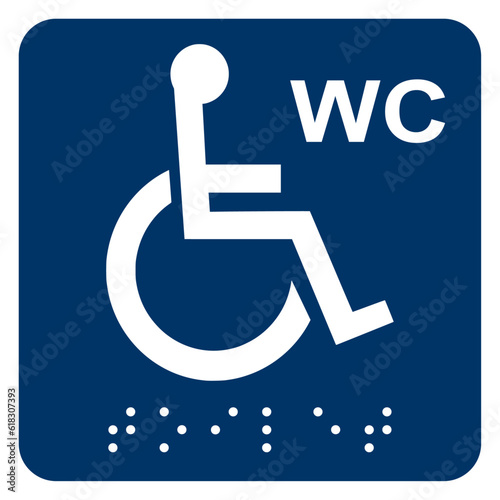 Toilet sign for handicapped people with Braille writing