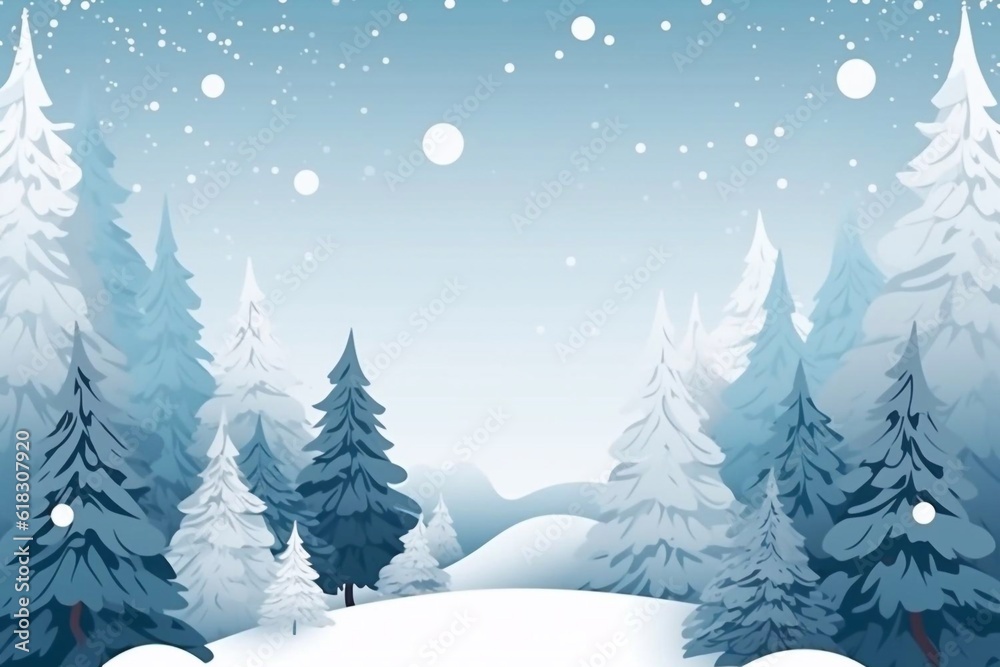 Beautiful panorama winter landscape with snow on the trees in the mountains, Generative AI