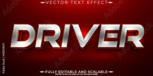 Driver text effect, editable motorcycle and biker text style