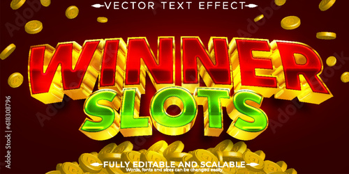 Casino slot text effect, editable winner and gambling text style