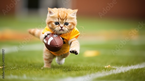 Feline Football: Touchdown Cuteness with Exotic Shorthair Cat