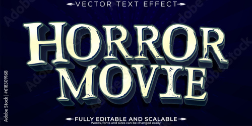 Vászonkép Horror movie text effect, editable vintage and scary text style
