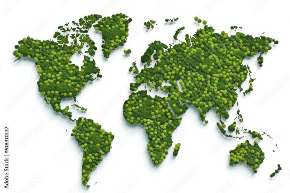 World Map Green Planet Earth and Environment Day Theme