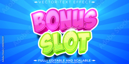 Bonus slot text effect, editable casino and vegas text style