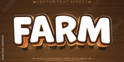 Farm text effect, editable farmer and organic text style