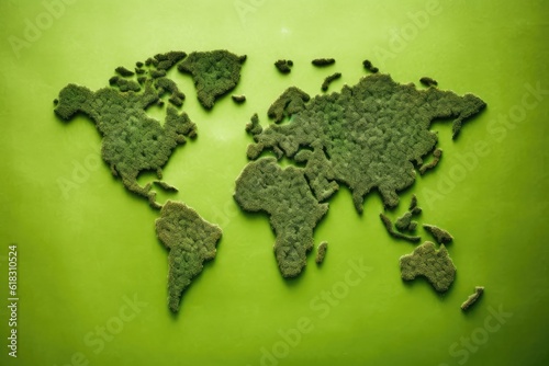 World Map Green Planet Earth and Environment Day Theme