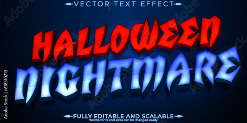 Halloween scary text effect, editable horror and nightmare text style