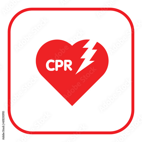 AED,automated external defibrillator / aed sign with heart and electricity symbol flat vector icon	
