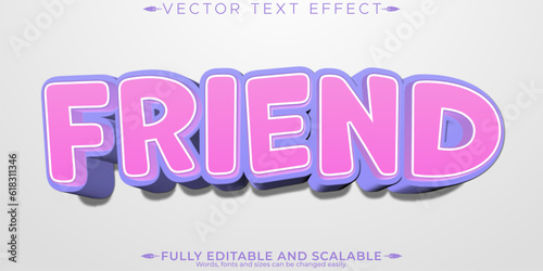 Friend text effect, editable vintage and script text style