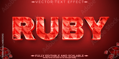Ruby jewelry text effect, editable luxury and gem text style