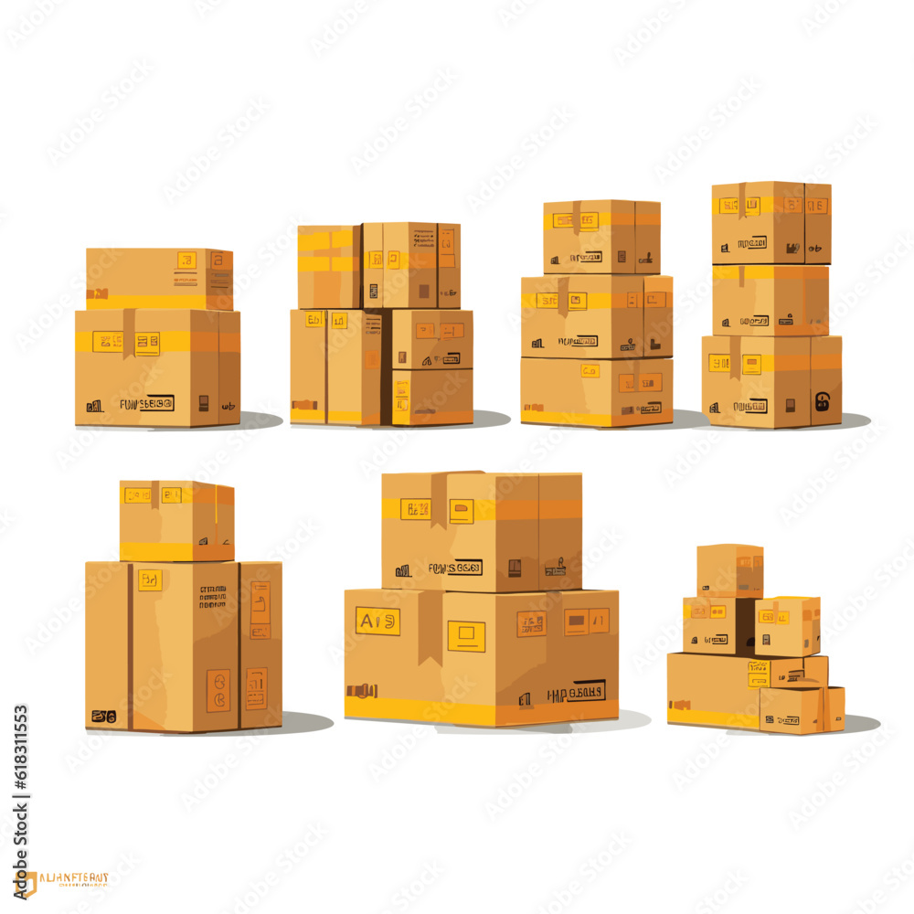 stack of boxes Warehouse set vector flat isolated illustration stack of boxes Warehouse set vector flat isolated illustration