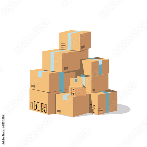 stack of boxes Warehouse set vector flat isolated illustration © Zaharia Levy