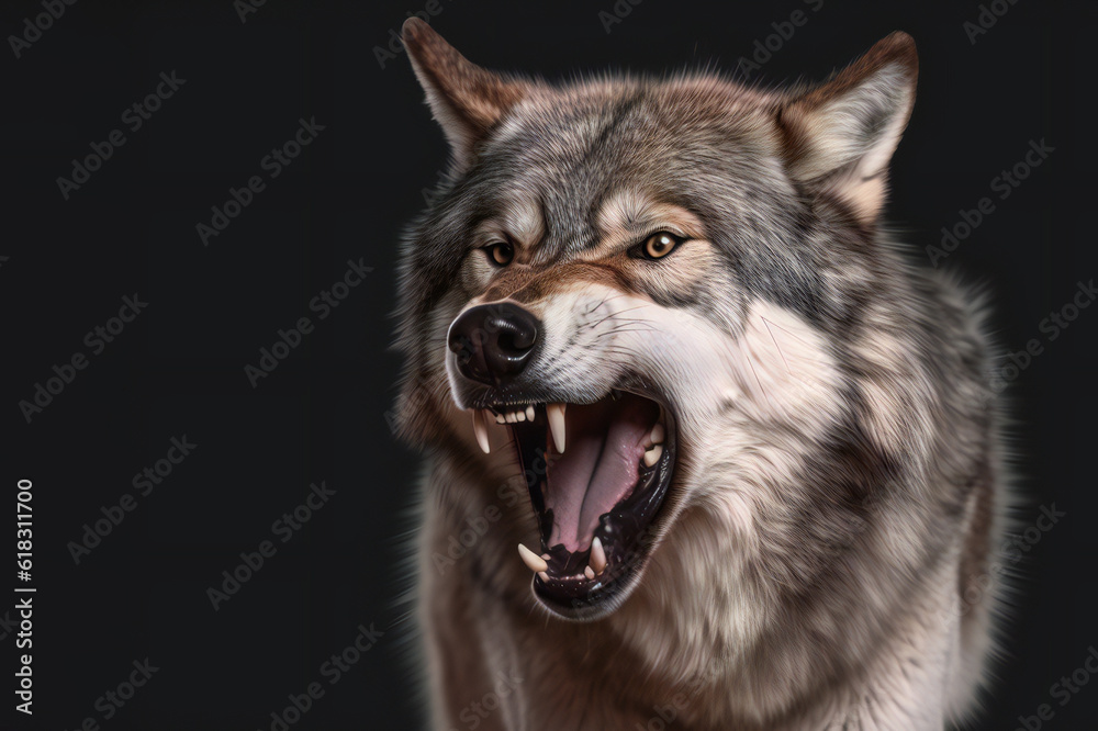 gray wolf portrait,ai generated gray wolf portrait,ai generated