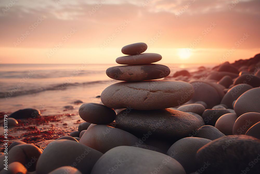 stones on the beach,ai generated