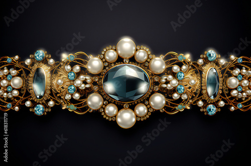 golden jewelry on black background,ai generated