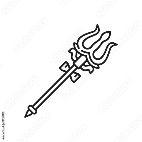 Jainism religion symbol of Trishula trident of Jain and Hinduism, vector icon. Jainism and Ashtamangala symbol of trident Trishula in Jain religion, Dharma philosophy and Hindu Shiva sign