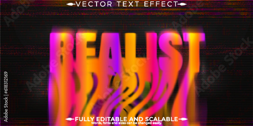 Melted glitch text effect, editable abstract and realist text style