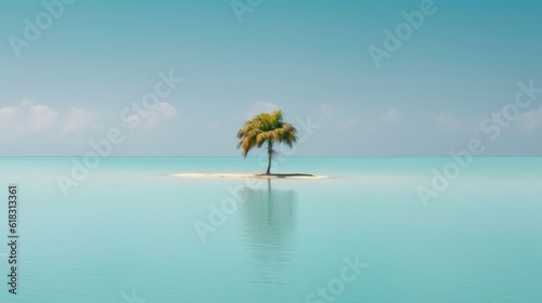 paradise small island, with blue and clear sea, reflections in the sea, tranquility and peace, vacations of enjoyment © rodrigo