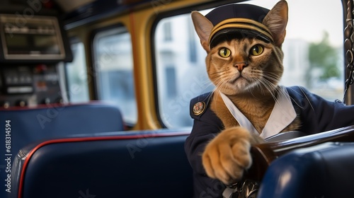 Friendly Abyssinian Bus Driver Taking You on a Journey © Emojibb.Family
