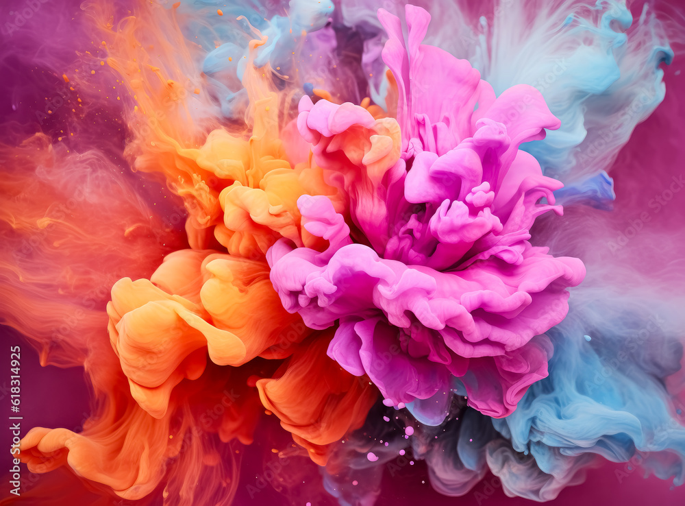 colorful powder background with powder drops, in the style of ink-washed, realistic color schemes, sharp & vivid colors.