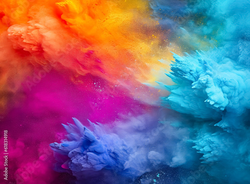 colorful powder background with powder drops, in the style of ink-washed, realistic color schemes, sharp & vivid colors. © Saulo Collado