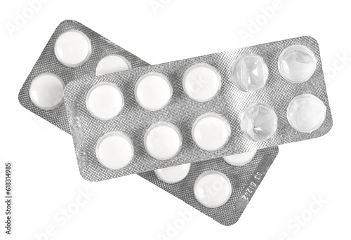 Valokuva Tablets in strip isolated on white, top view