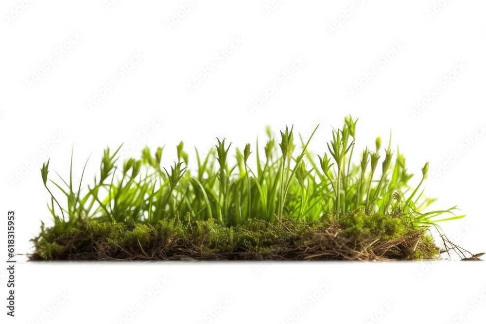 stock photo of grass on ground white isolated background Generative AI stock photo of grass on ground white isolated background Generative AI